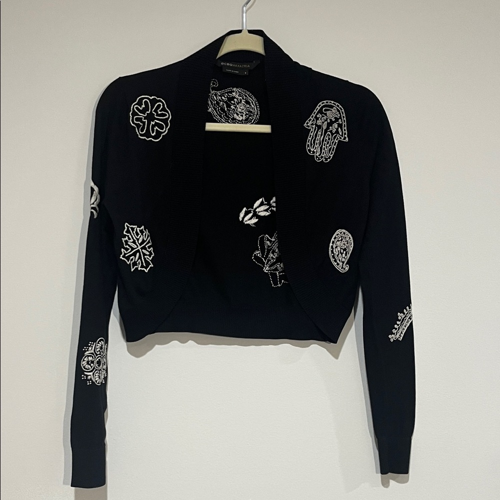 BCBGMaxAzria Black Sweater with White Detailing